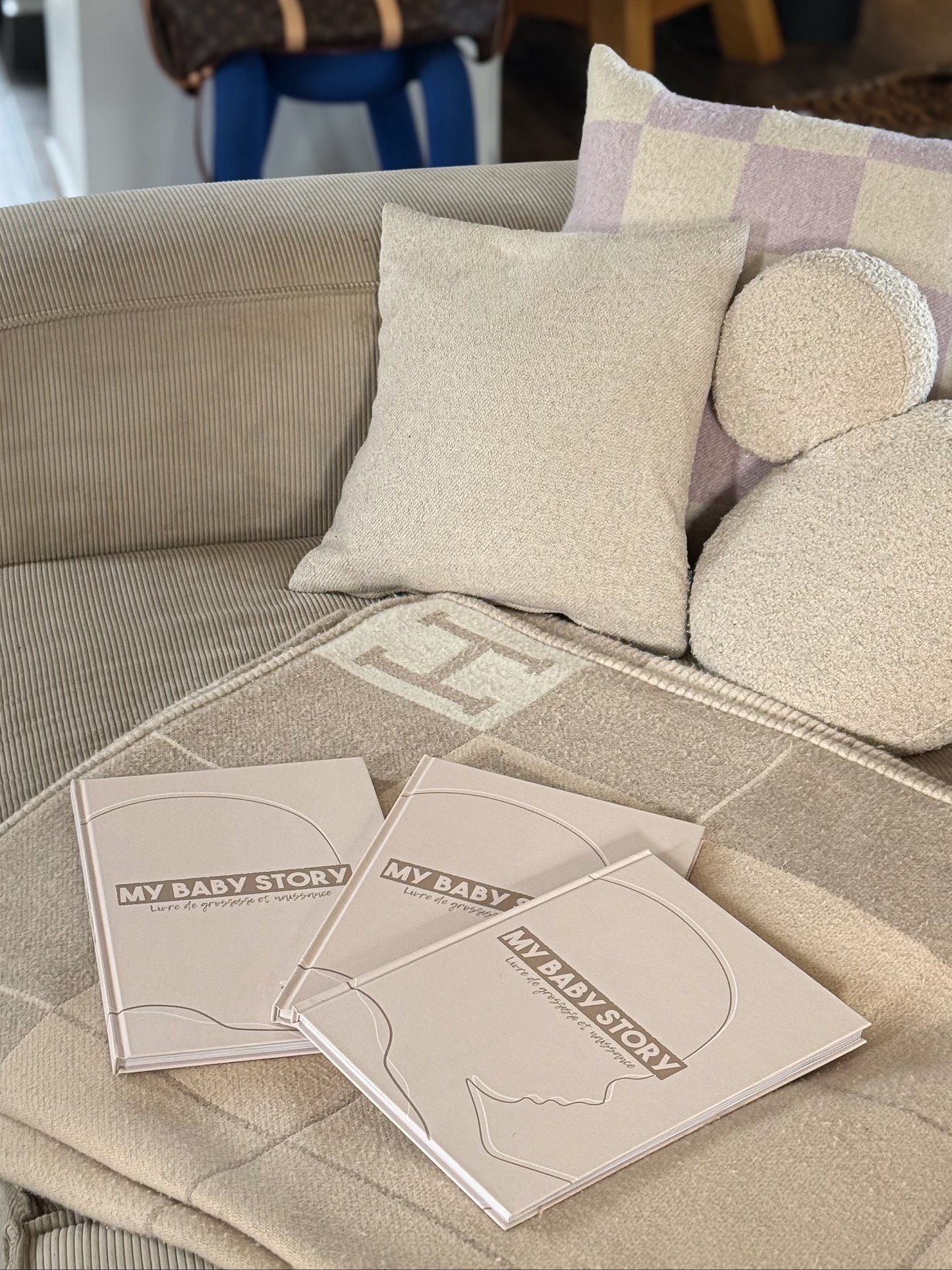 Carnet de grossesse beige My Baby Story, journal à remplir mois par mois.